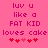 Pixelated text on pink background with heart symbols, showing two identical static frames side-by-side.