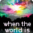 A colorful abstract background with a bright central light burst, overlaid by white text reading "when the world is add some color and have some" on black sections.
