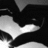Black-and-white pixelated image of a cat's face on the left, green text 'i love philip' with white lettering and black background on the right.