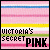 Four distinct pixelated display 'VICTORIA'S SECRET PINK' text with varying background patterns including stripes, circles, and hearts