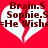 Red background with two white broken hearts containing brown text reading Brain.S Sophie.S He Wish.