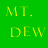Green background with yellow text and vertical bars, featuring 'MT. DEW MAKES ME HYPER' in pixelated font.