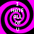 Four identical spiral patterns with black and magenta rings, each containing white text reading "I HATE ALL OF U" arranged in a