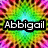 A static image with a kaleidoscopic background of green, pink, yellow, and blue hues, featuring three text labels: "Abbigail", "Arianna", and "Jayden" in white font with black outlines.