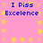 Pixelated text "I Piss Excellence" on pink background with yellow starbursts, repeated in four identical quadrants.