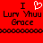 Red background with black pixelated text and a white heart symbol, displaying 'I ❤️ Luv Yhuv Grace' in two mirrored sections.