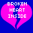 Two identical pixelated pink broken hearts on blue background with white text "BROKEN HEART INSIDE" overlaid.