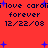 Red background with blue plus signs and repeated text reading "love caroli forever 12/22/08" in dark blue pixelated font.