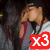 Pixelated image of a person with dark hair wearing a gray shirt and maroon sleeve, holding hand near face; red square with white 'x3' in bottom right corner.