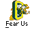 A static contact sheet showing two identical frames of a pixelated yellow and green cartoon character icon with text "Fear Us" below it, alongside promotional text for badassbuddy.com.