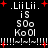 Pixel art animation featuring repeated text and red starbursts on a black background with white and red elements.