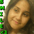 A pixelated close-up of a person's face with brown hair, accompanied by green and black text reading 'SMILE' vertically on the left.
