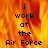 A 4-frame contact sheet of an animated icon showing the text "i work at the Air Force" over a fiery background, with one frame having a gray transparent area.