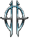 A stylized metallic symbol with curved and angular elements in blue-gray tones, displayed across showing sequential animation changes