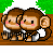 A 4x4 contact sheet of a static animated icon showing two cartoon monkeys and colorful text reading "two little monkeys sitting in a tree, one is blind and the other can't see!" with each word on its own frame.