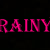 Pixelated pink text spelling 'RAIN' on a black background with partial letter visibility.