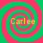 Four identical spiral patterns with alternating green and pink rings, each containing the text 'Carlee' in yellow font.