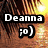 Four display the name 'Deanna' with a winking smiley face over different sunset backgrounds featuring palm trees and water reflections