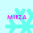 Four cyan snowflake icons with pink 'MIRZA' text, each snowflake has distinct branch patterns on a light blue background.