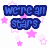 Pixelated icon with blue text "we're all stars" surrounded by pink stars, a green heart-shaped text bubble reading "I'm special", and two cartoon characters holding mirrored pink signs.