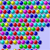A grid of small square tiles in various colors including red, blue, green, yellow, cyan, magenta, and purple arranged in rows and columns on a light purple background.