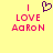 Yellow background with pink text reading "I LOVE AaRoN" and a purple pixelated heart symbol above the text.