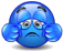 Blue cartoon face with tears, hands covering eyes in multiple poses showing hand position and mouth expression changes.