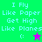 Four pixelated display identical text and symbols with varying background colors, each showing "I Fly Like Paper Get High Like Planes" in light blue text above a colon-parenthesis face and star symbol