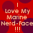 Red background with dark purple circles and repeated text reading "I Love My Marine Nerd-Face !!!" in light beige pixelated font.