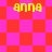 Pixelated yellow text 'anna' appears on red and pink checkered backgrounds with varying diamond patterns.