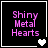 Four display 'Shiny Metal Hearts' text with heart symbols changing from white to gray across frames