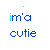 text-based icons with blue and cyan lettering on white background, displaying phrases like "im'a cutie" and "it HAS to be", some with heart symbols
