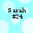 Light blue background with white polka dots, four identical text blocks reading 'Sarah #24' in black pixelated font.