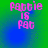 Pixelated pink text 'Pattie is Pat' on a green and blue gradient background with subtle animation changes.