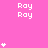 Pixelated pink background with repeated white "Ray Ray" text and varying star clusters in a