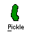 Two pixelated green pickle icons with black outlines and white text reading 'Pickle' beneath each, displayed side-by-side on a gray background.