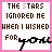 Pixelated text image with pink border showing 'THE STARS IGNORED ME WHEN I WISHED FOR you' in brown and black lettering across nine