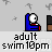 Pixelated cartoon character in blue chair with brown armrests, showing various expressions and actions including flames on head, speech bubbles, and text below.