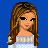 A 5x4 contact sheet of pixel art frames showing a female character with long brown hair, light blue polka-dot top, and gray pants against a solid blue background, with text elements "I love to love you baby" in light blue outline font.