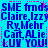 Blue background with repeated blue text phrases and pink dotted lines forming a pattern