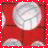 Red-bordered square icon with volleyball image on left and "Play Volleyball" text on right, pixelated style.