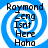 Blue and white spiral background with black text reading "Raymond Zeng Isnt Here Haha" in four identical