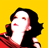 Yellow background with a woman in red clothing; four show her face with and without a red prohibition symbol, plus 'Get Active' text