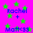 A static image with a bright pink background filled with green stars, displaying blue text reading "Rachel + Matt<33" in four identical quadrants.