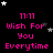 Pixelated pink text '11:11 Wish For You Everytime' on black background with scattered white and gray stars, repeated in a pattern