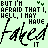 Pixelated green background with repeated text and stylized signatures, animated to cycle through three distinct lettering states.