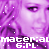 Pixelated purple-toned image of a person with curly hair, overlaid with repeated text and white dots.