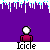 Pixelated icon shows a figure with white head and maroon body under icicle-dripping purple background, text 'Icicle' below.