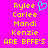 Bright pink background with yellow pixelated text listing names and 'ARE BFEE'S', one instance of a cyan heart symbol next to the first name.