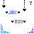 Pixel art animation showing two of text with color variations and falling heart shapes, plus corner pixel patterns